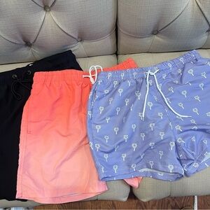 SHEIN Swim Trunk Mens Size Small Bundle of three Black, Pink and Lavender